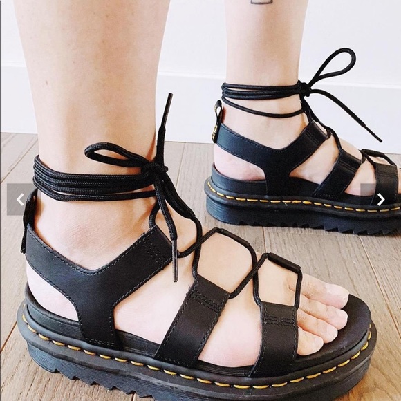 New Dr Martens Nartilla Leather Gladiator Sandals Black size 9 - Picture 3 of 16